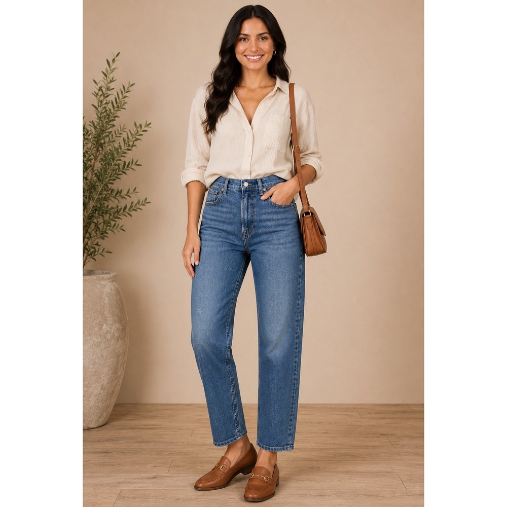 Everlane High Waist Straight Jeans Women's 27 Blue Stretch Denim Classic